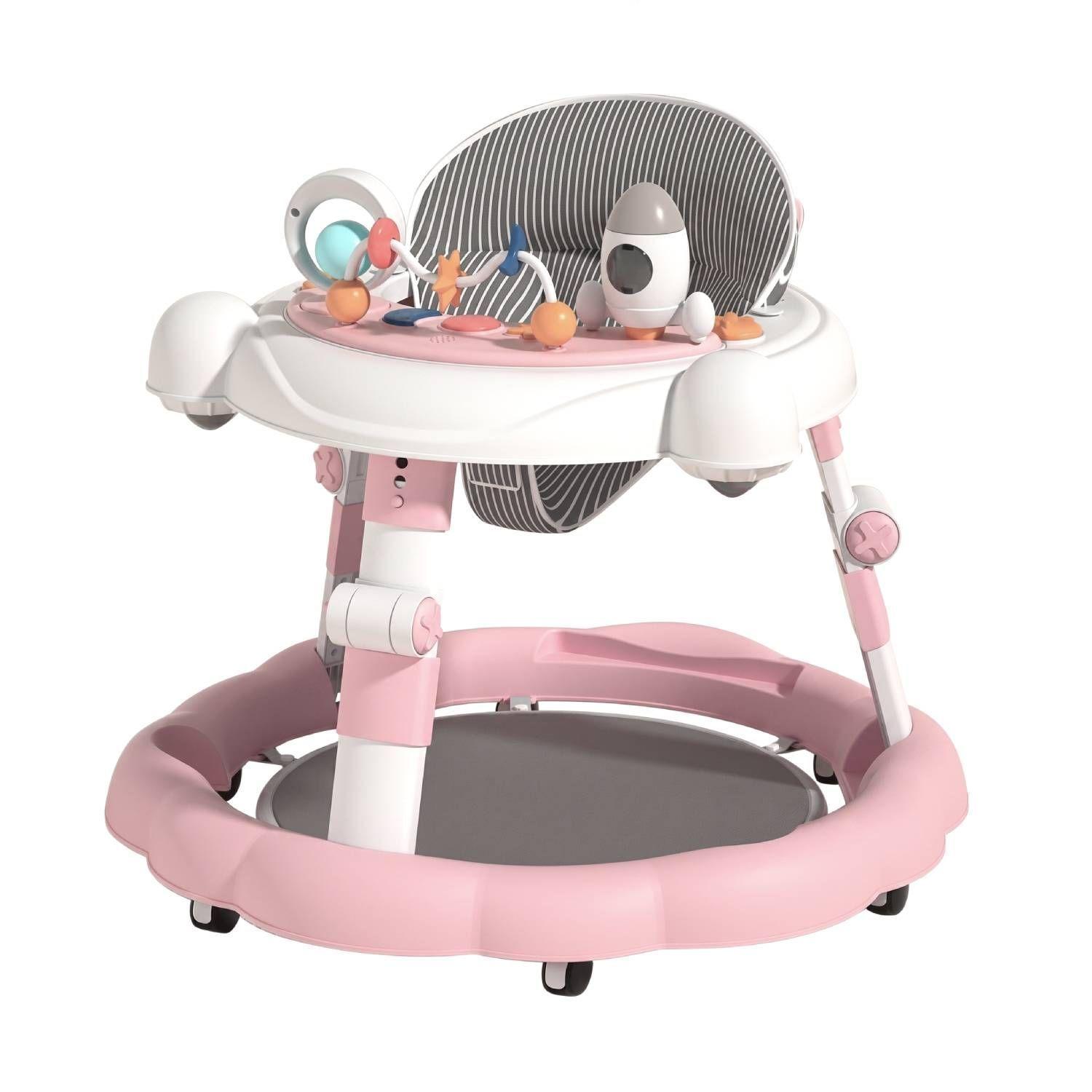Andador Bebé Kidscool Antivuelco Plegable 4 en 1 Rosado-0