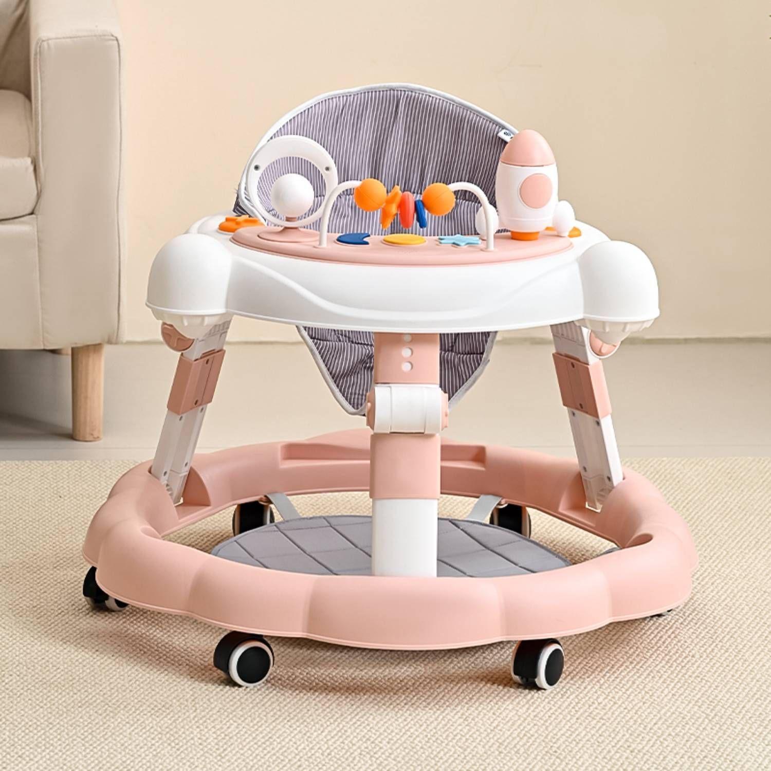 Andador Bebé Kidscool Antivuelco Plegable 4 en 1 Rosado-2