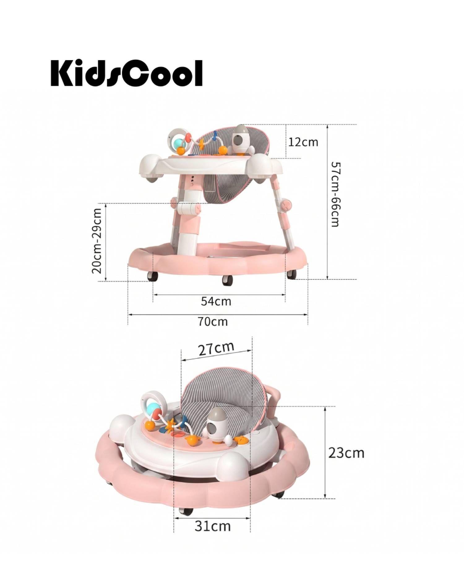 Andador Bebé Kidscool Antivuelco Plegable 4 en 1 Rosado-5