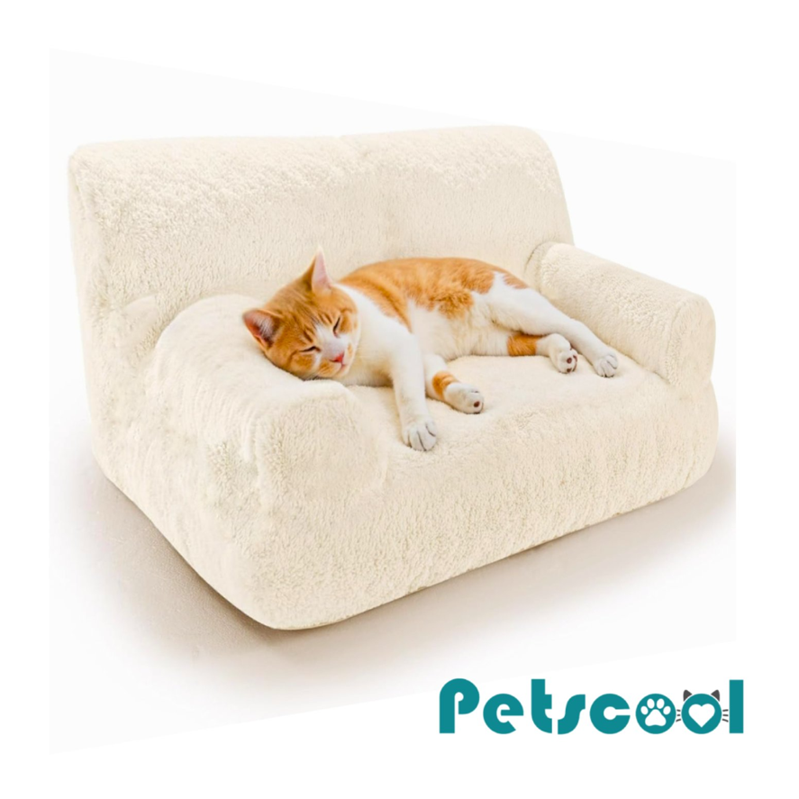 Cama Sofá Antiestrés Perro y Gato M Beige Lavable-0