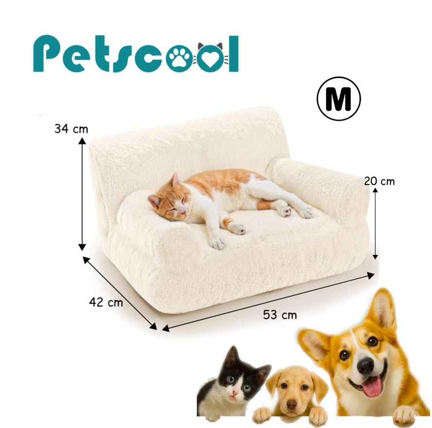 Cama Sofá Antiestrés Perro y Gato M Beige Lavable-5