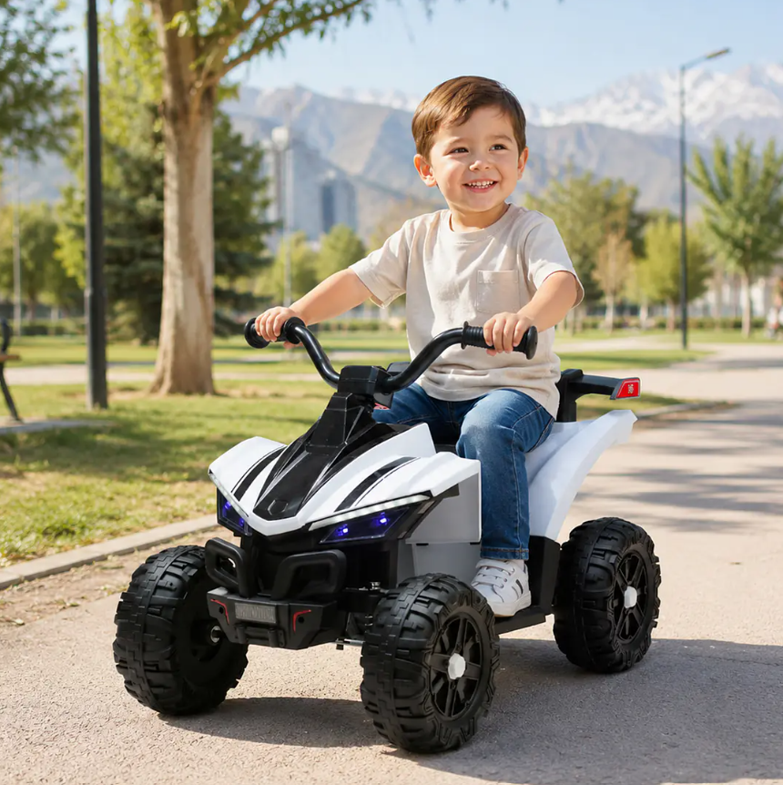 Cuatrimoto A Batería Infantil ATV Blanca 12V Doble Motor-2