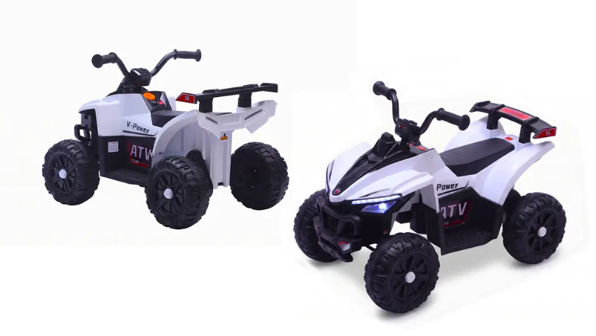 Cuatrimoto A Batería Infantil ATV Blanca 12V Doble Motor-6