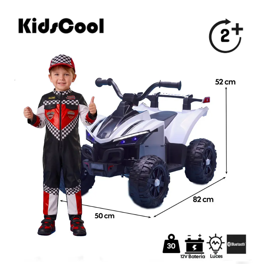 Cuatrimoto A Batería Infantil ATV Blanca 12V Doble Motor-7