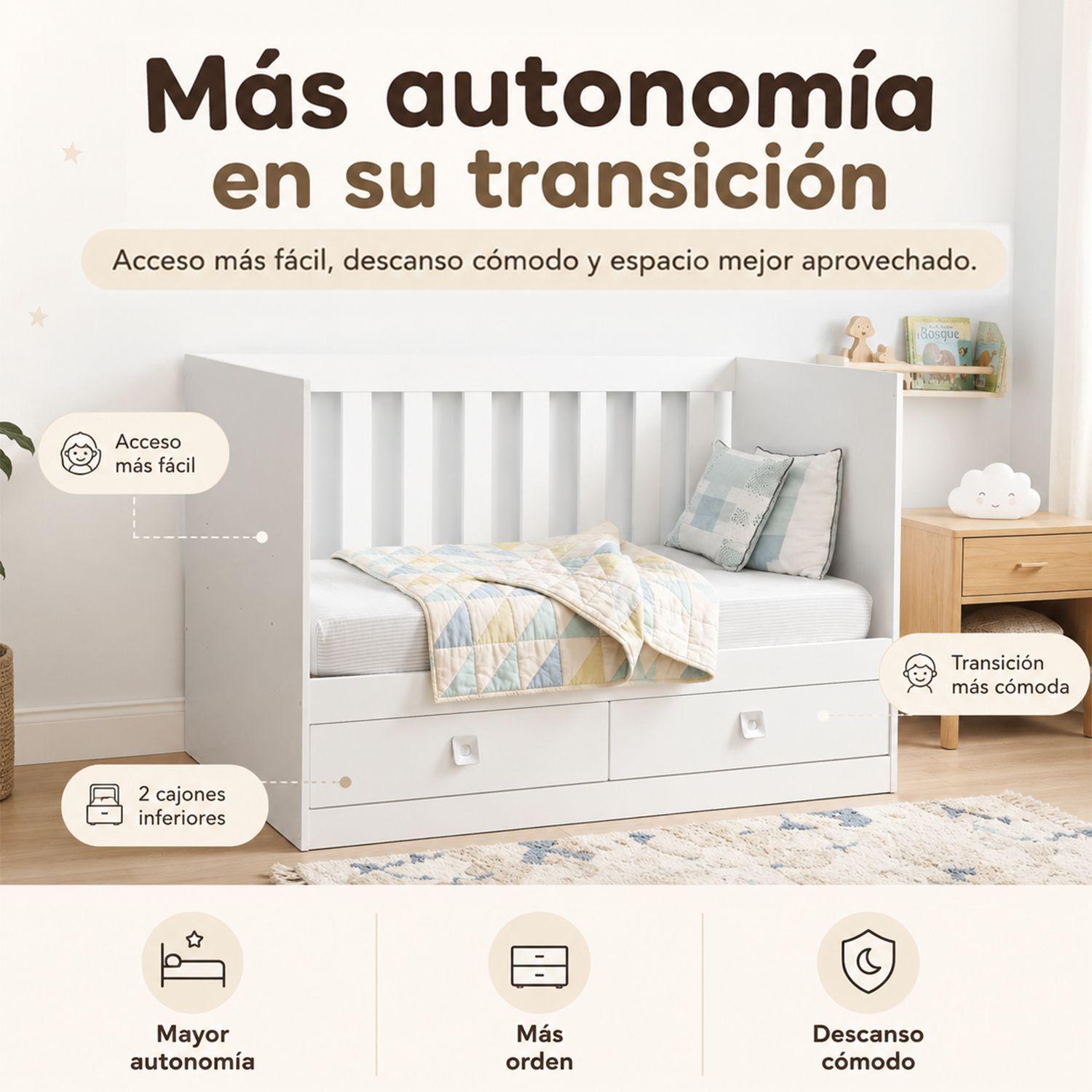 Cuna Multifuncional  2 En 1 New Amore Blanca -2
