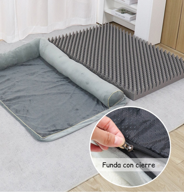 Cama Sofá Ortopédico Para Perros, Viscoelástica, lavable,Gris Talla XL-5