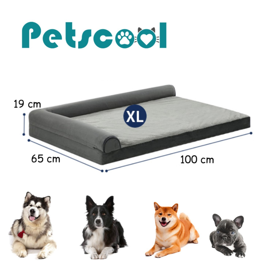 Cama Sofá Ortopédico Para Perros, Viscoelástica, lavable,Gris Talla XL-6