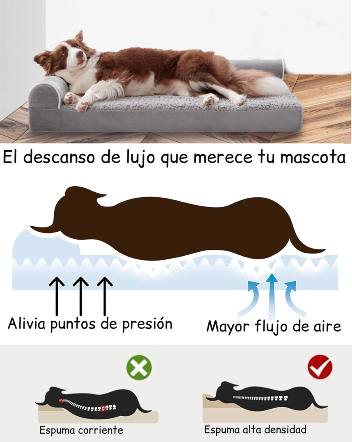Cama Sofá Ortopédico Para Perros, Viscoelástica, lavable,Gris Talla XL-3