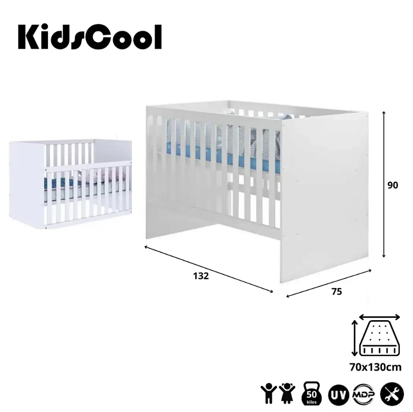 Cuna Gabi Blanca Con Baranda Ajustable-6
