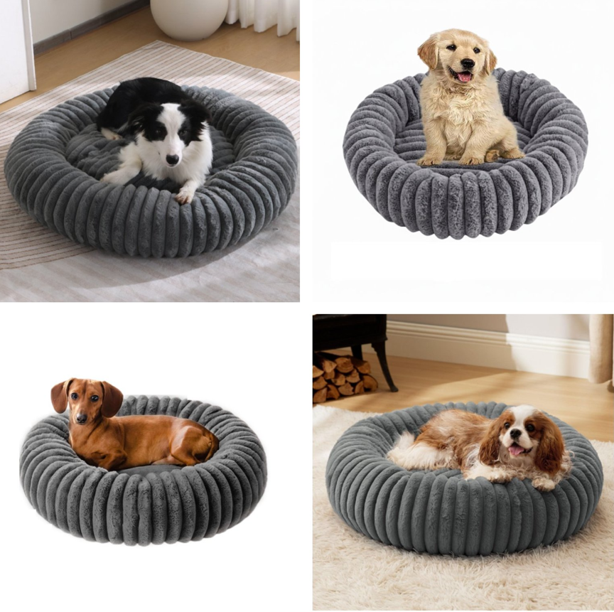 Cama Nido Donut Mascotas M Gris 60 cm Antiansiedad Perro y Gato-1