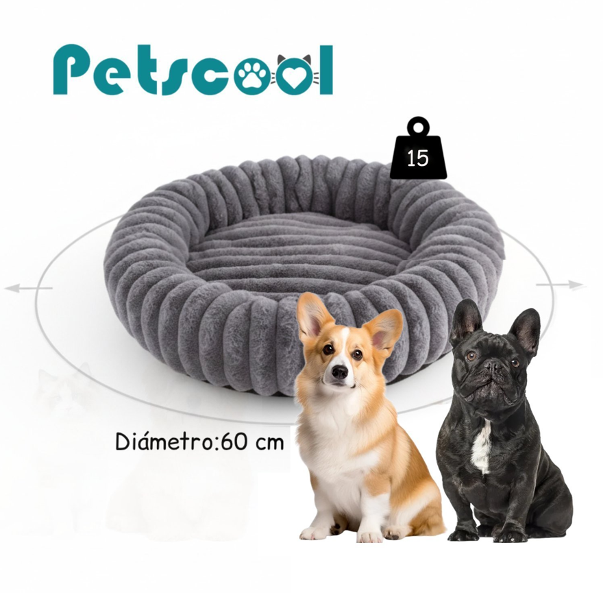 Cama Nido Donut Mascotas M Gris 60 cm Antiansiedad Perro y Gato-3