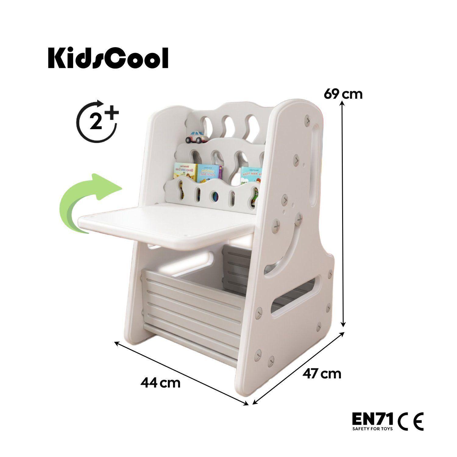 Escritorio y Pizarra De Dibujo Infantil Convertible 4 en 1 Plástico Blanco y Gris-6