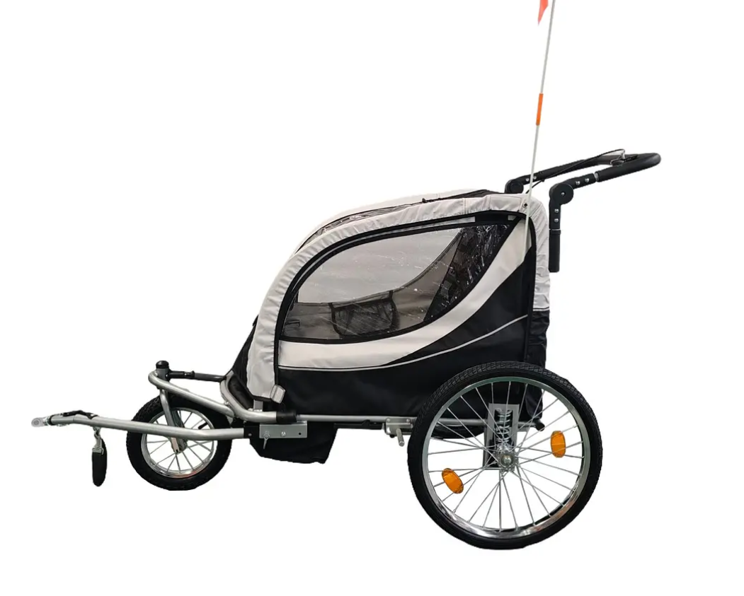 CARRITO JOGGER BABY TRAILER PARA 2 NIÑOS NEGRO-3