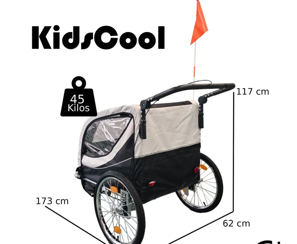 CARRITO JOGGER BABY TRAILER PARA 2 NIÑOS NEGRO-4