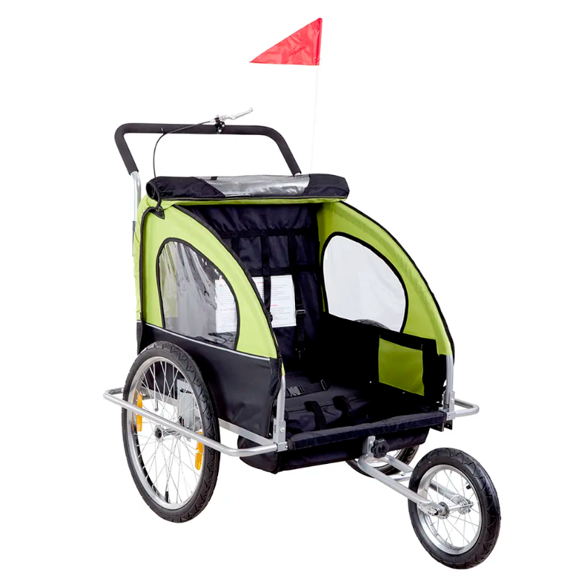 CARRITO TIPO COCHE VERDE CON TRAILER -1