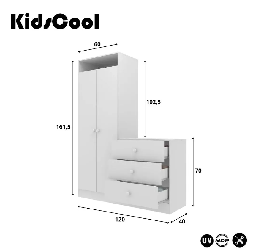 Armario Infantil Con Cómoda Pimpolho Blanco-5