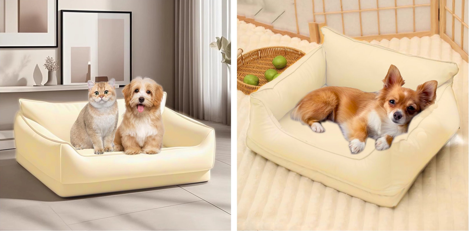 Sofá Impermeable Para Mascotas Beige Talla S-5