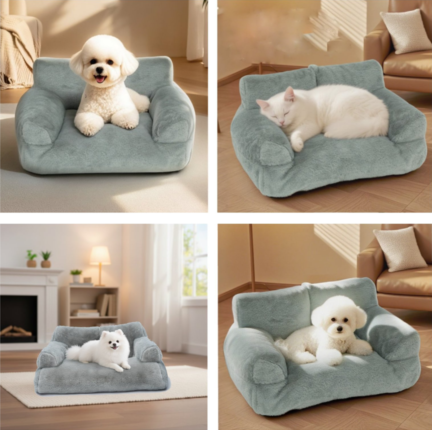 Cama Sofá Relajante Para Mascotas M Gris-Lavable y Ortopédica-1