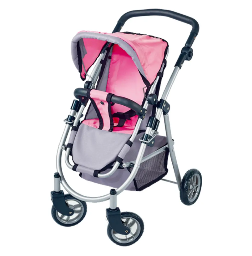COCHE PASEO JUGUETE PARA MUÑECAS ROSADO-2
