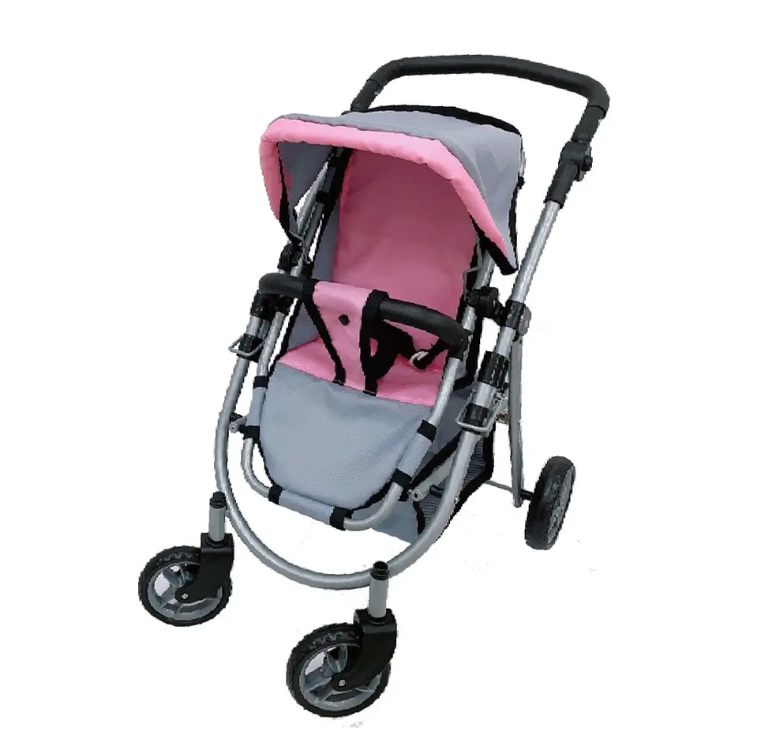 COCHE PASEO JUGUETE PARA MUÑECAS ROSADO-3