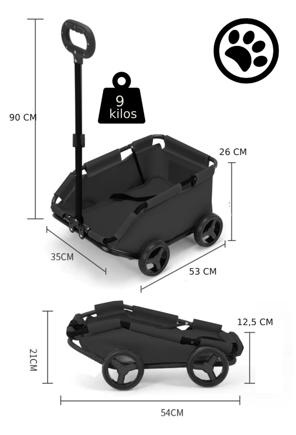 CARRO PLEGABLE PARA MASCOTA BLACK-6
