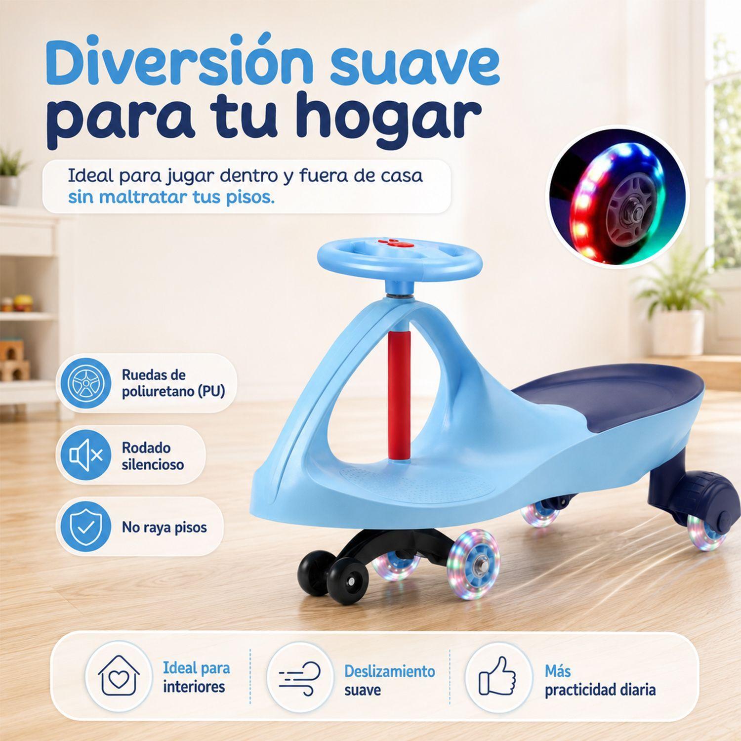 Swing Car Auto Giratorio Kidscool Azul Con Luces -3
