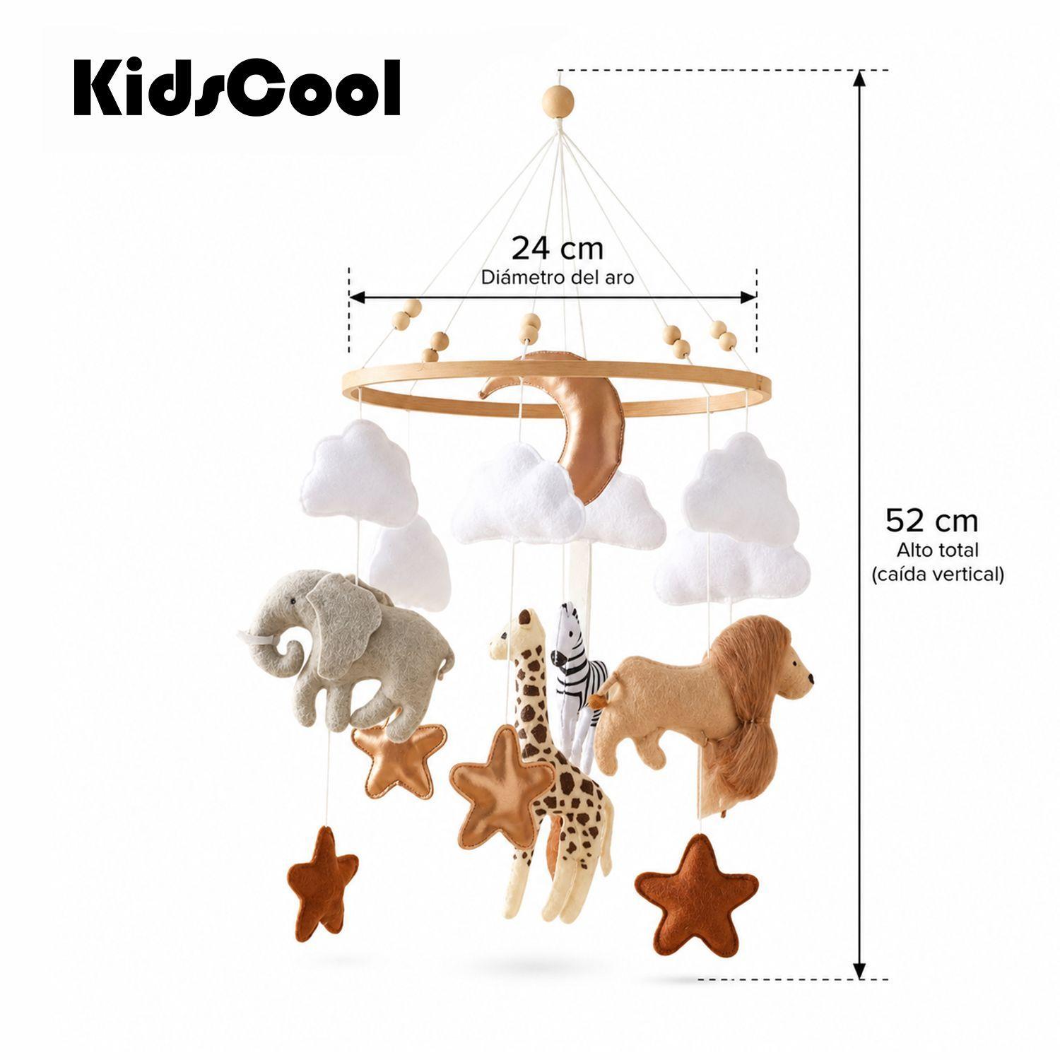 Móvil De Cuna Bebé Didáctico Fieltro y Madera Diseño Safari Kidscool -4