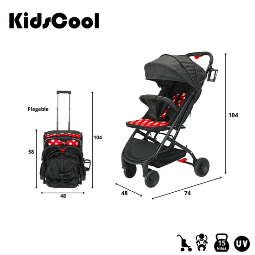 COCHE ULTRA COMPACTO ROJO PUNTOS BLANCOS-5