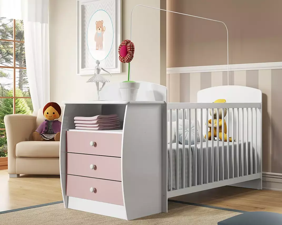 Cuna Con Comoda Y Cajonera Top Baby Blanca-3