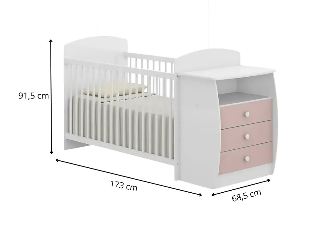 Cuna Con Comoda Y Cajonera Top Baby Blanca-4