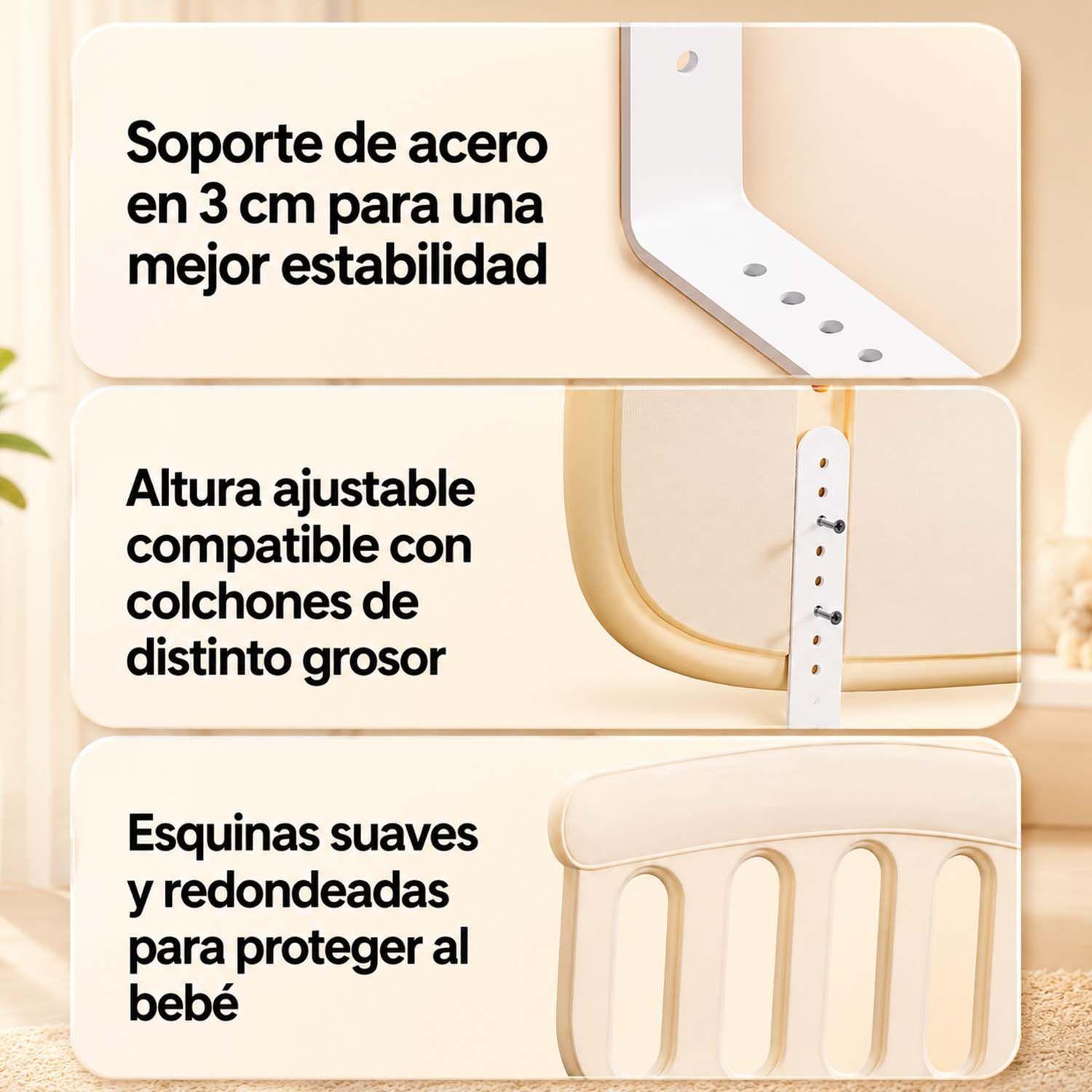 Baranda Protectora De Cama Infantil Kidscool Estilo Nórdico Beige-3