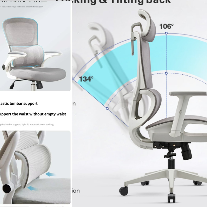 Silla De Escritorio Ergonómica PRO Gris-2