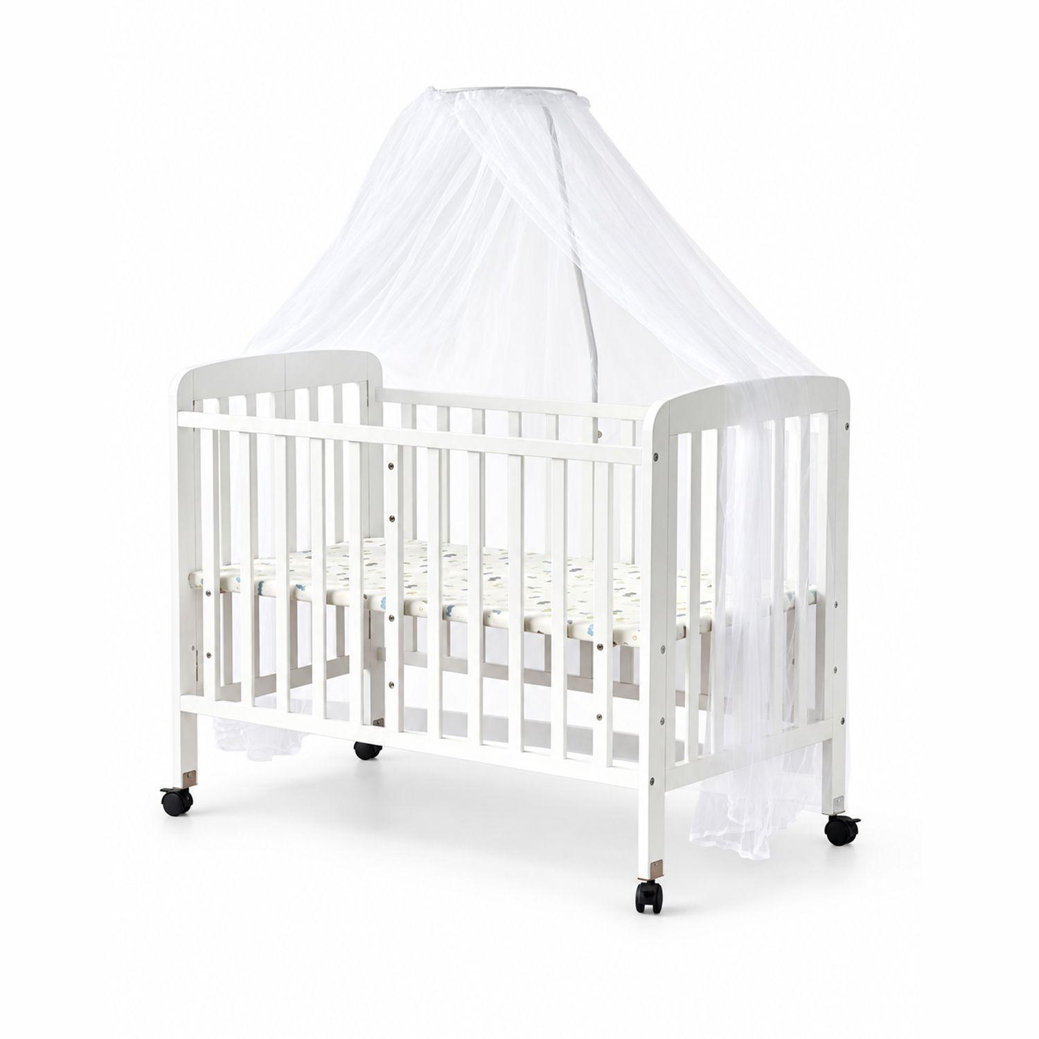 Cuna Plegable Con Ruedas Blanca Kidscool Con Colchón Y Mosquitera-0