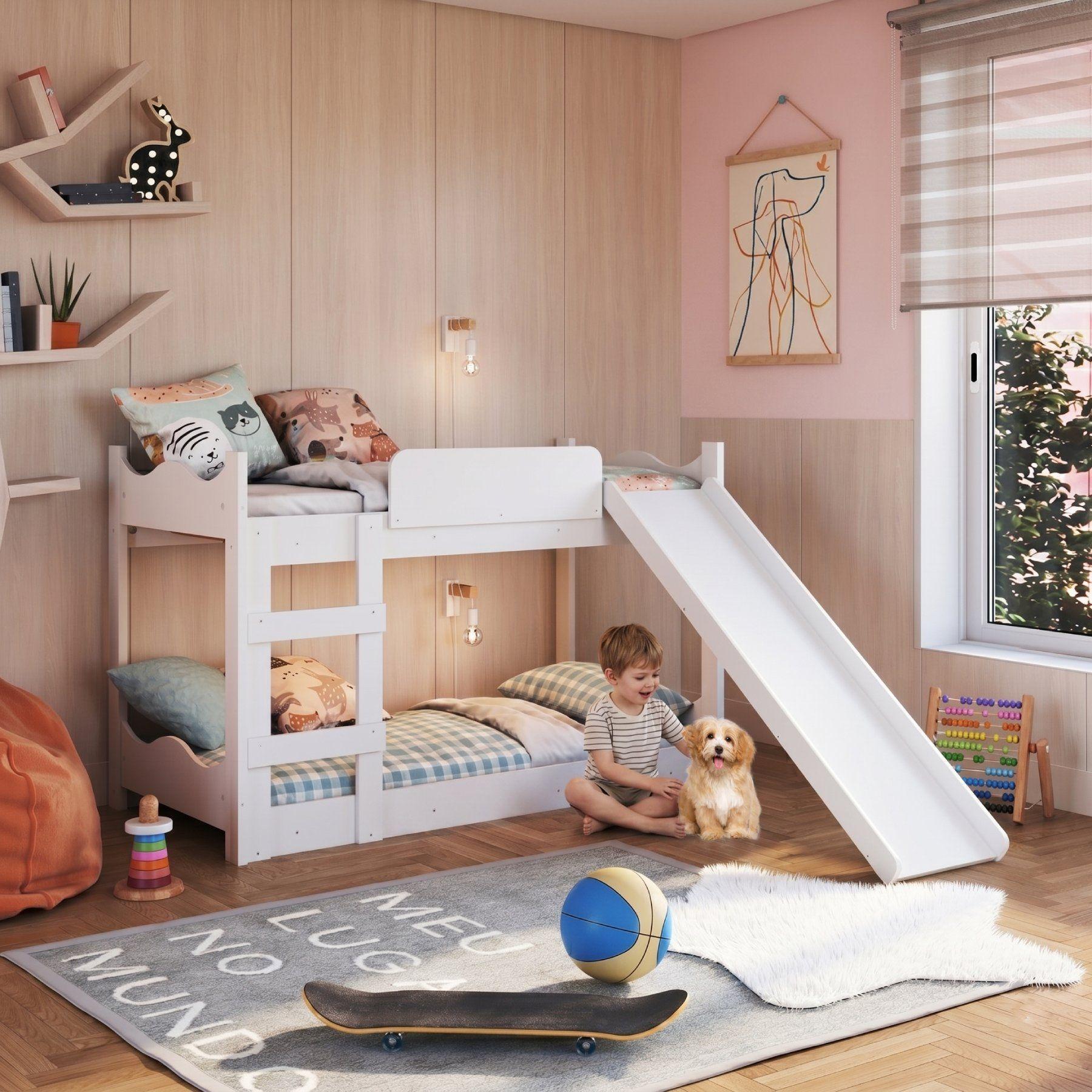 Camarote Infantil de Transición Montessori Blanco Con Resbalín -4