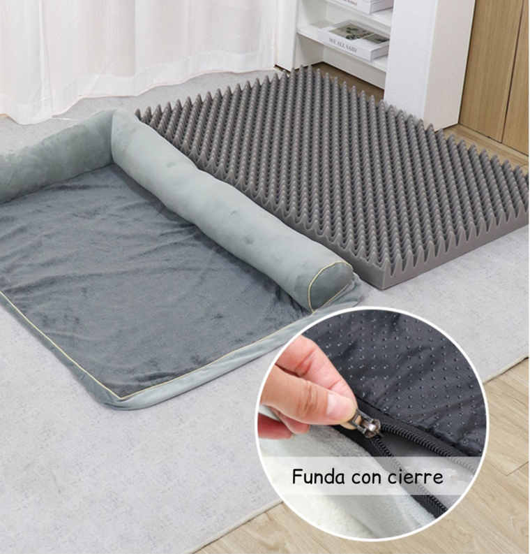 Cama Sofá Ortopédico Para Perros, Viscoelástica, Lavable,Gris Talla L -6