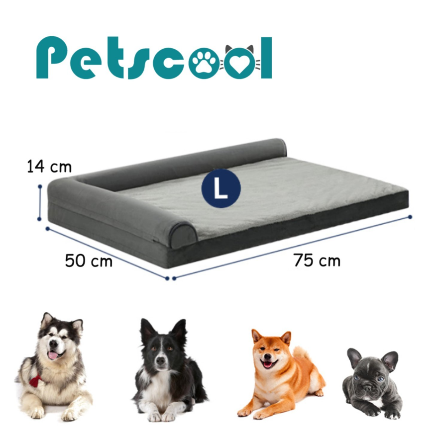 Cama Sofá Ortopédico Para Perros, Viscoelástica, Lavable,Gris Talla L -7