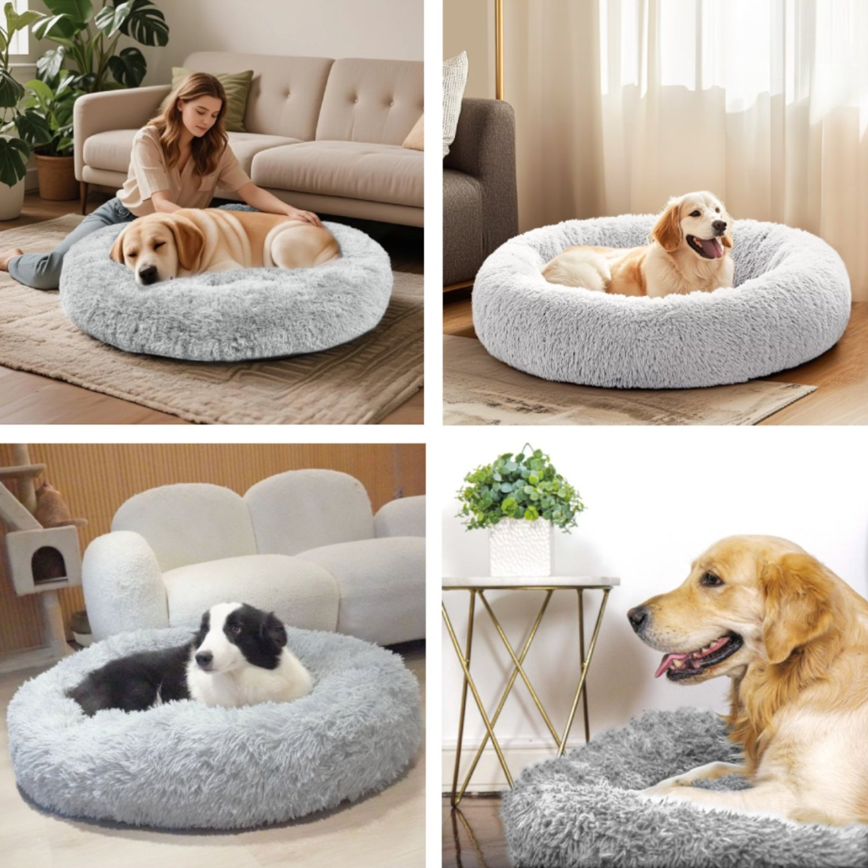 Cama Nido Relajante Para Mascotas XL Gris 80 cm Antiansiedad-2