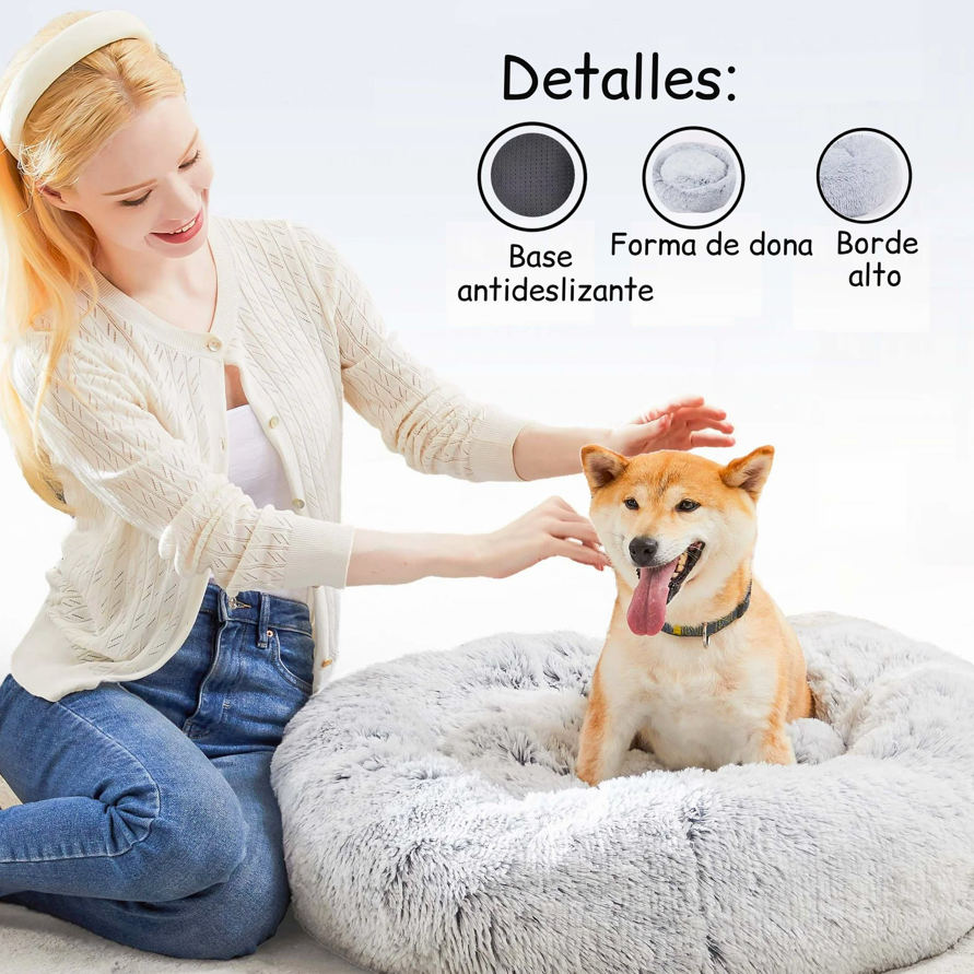 Cama Nido Relajante Para Mascotas XL Gris 80 cm Antiansiedad-3