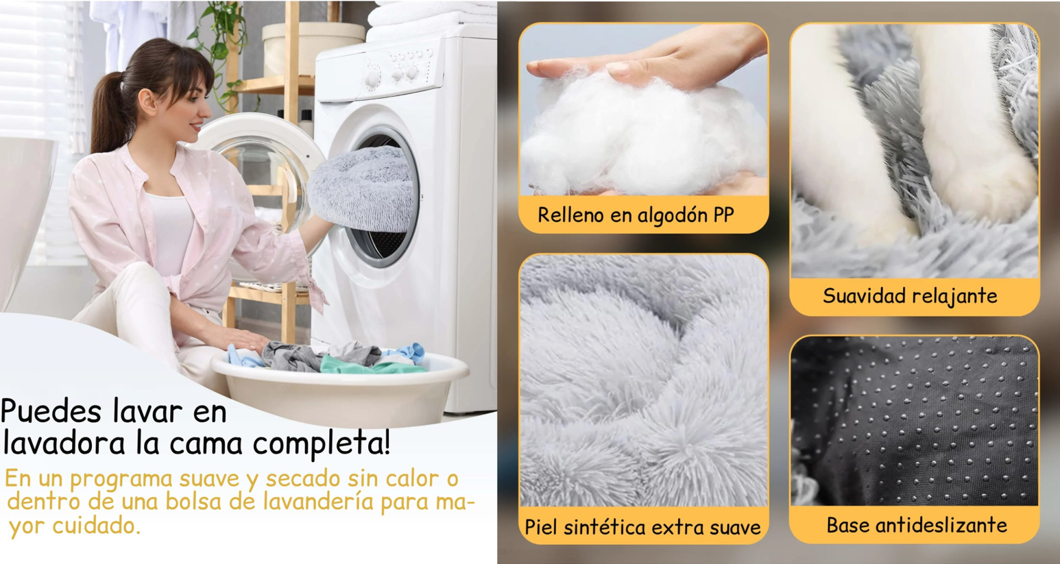 Cama Nido Relajante Para Mascotas XL Gris 80 cm Antiansiedad-4