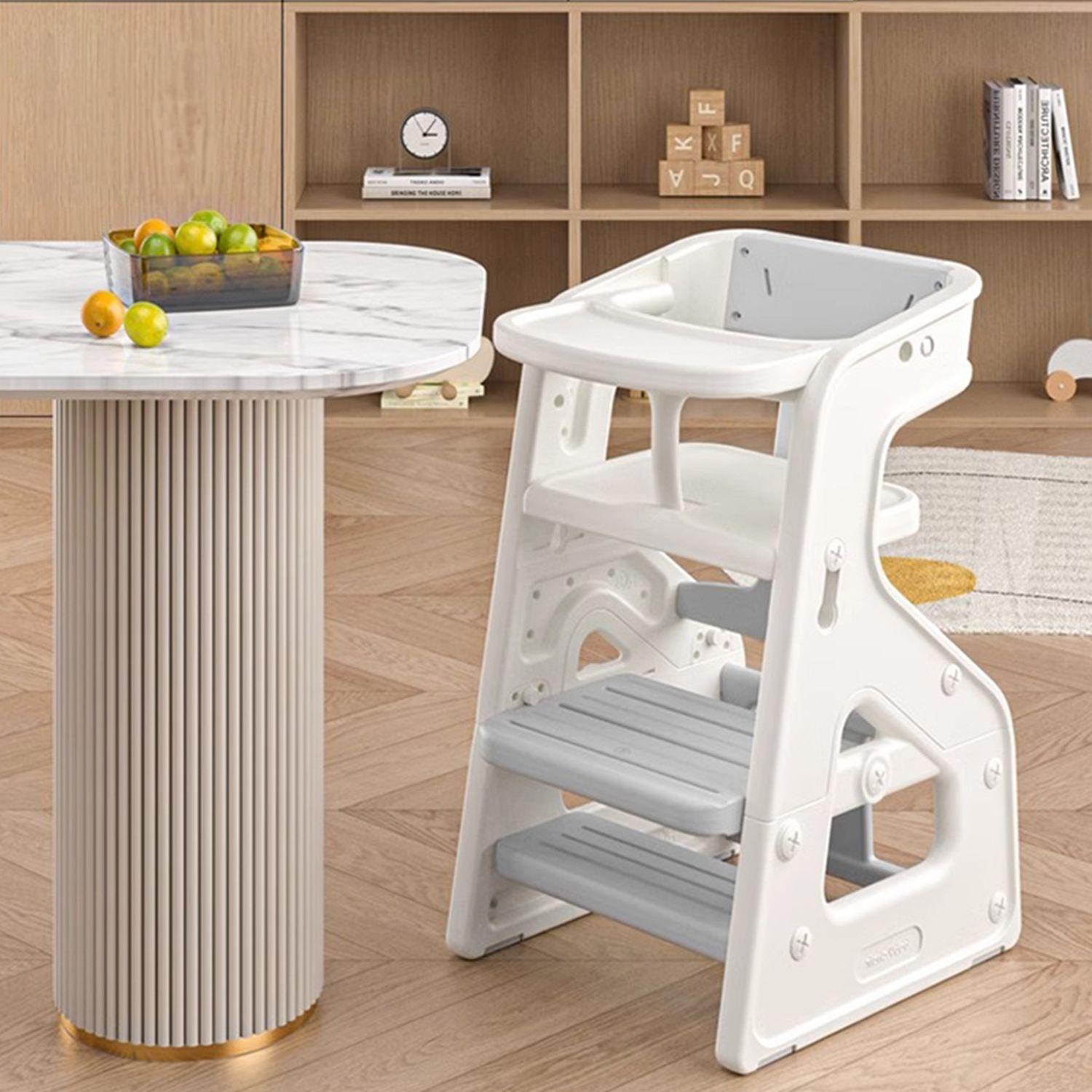 Silla De Comer Crecimiento Evolutiva Infantil 3 En 1 Plástica Blanco Gris 79x43x50 cm-1