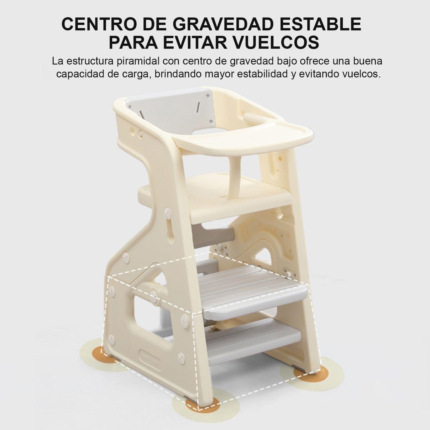 Silla De Comer Crecimiento Evolutiva Infantil 3 En 1 Plástica Blanco Gris 79x43x50 cm-3