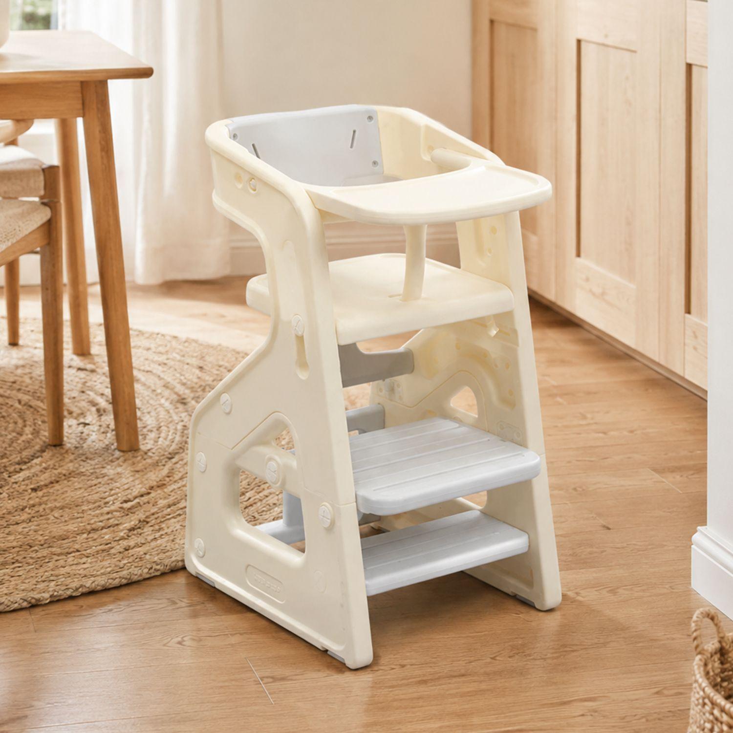 Silla De Comer Crecimiento Evolutiva Infantil 3 En 1 Plástica Blanco Gris 79x43x50 cm-5