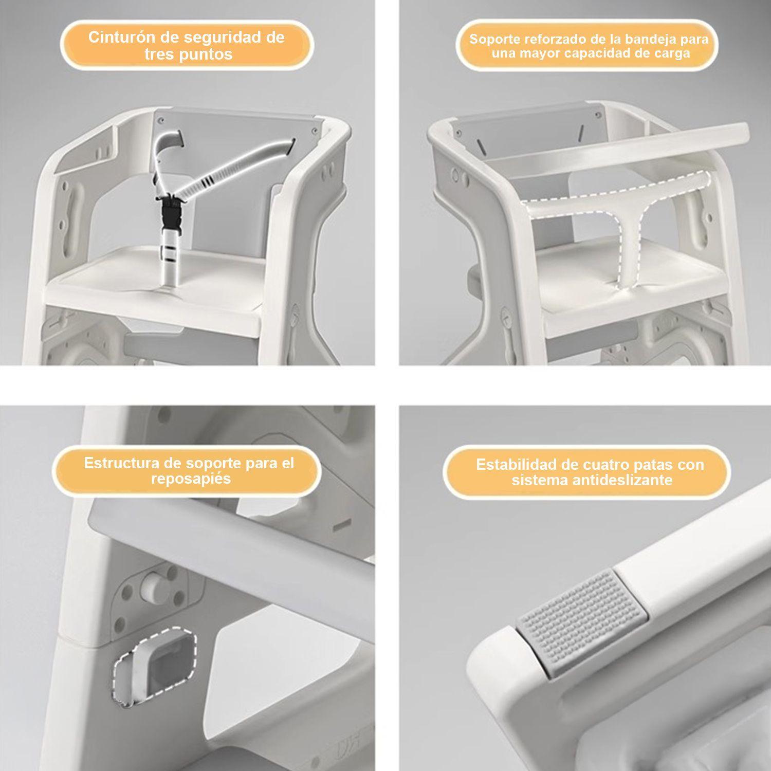 Silla De Comer Crecimiento Evolutiva Infantil 3 En 1 Plástica Blanco Gris 79x43x50 cm-6