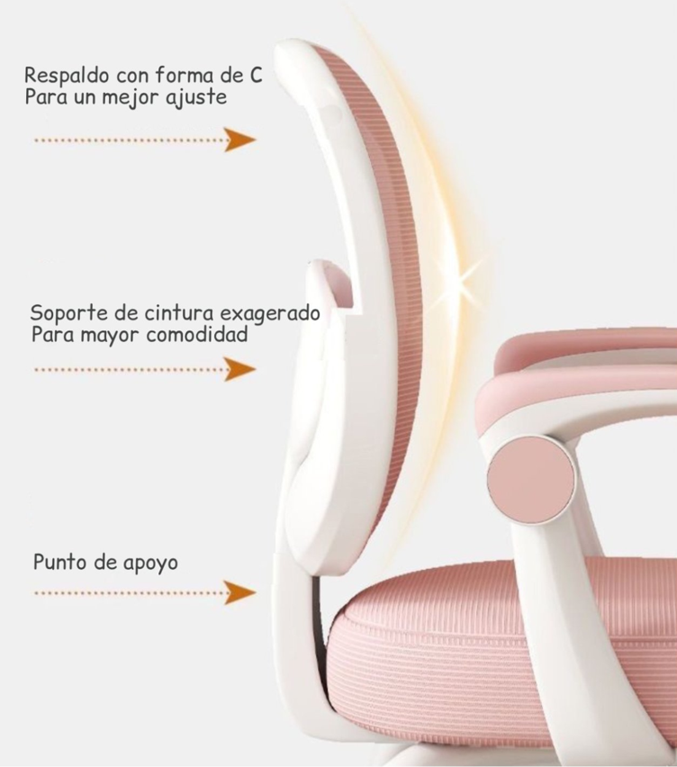 Silla Escritorio Ergonómica Infantil Rosada -1