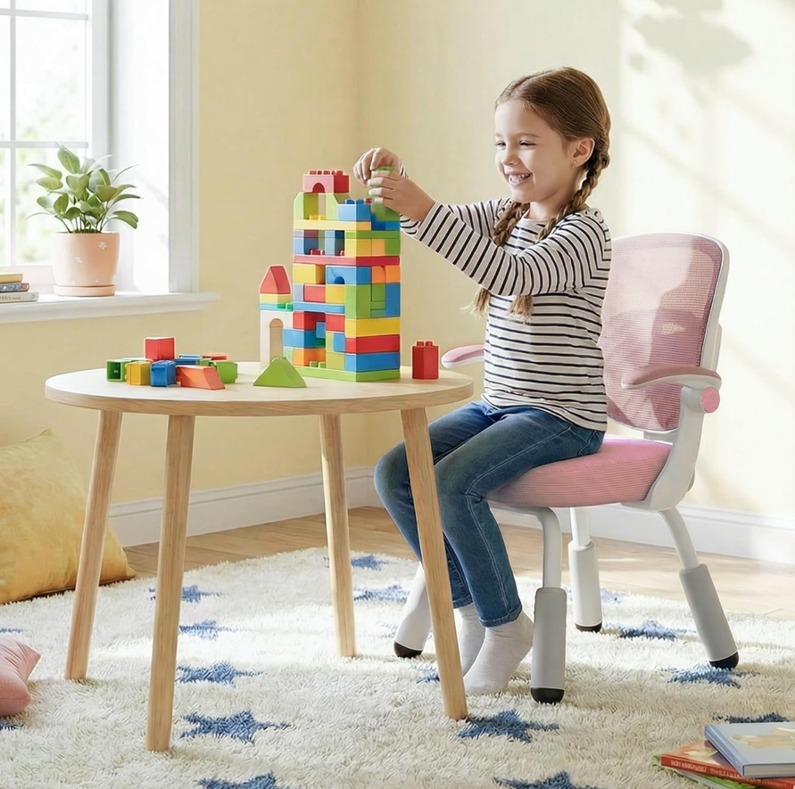 Silla Escritorio Ergonómica Infantil Rosada -5