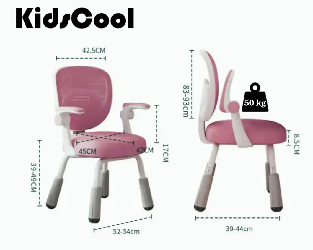 Silla Escritorio Ergonómica Infantil Rosada -6