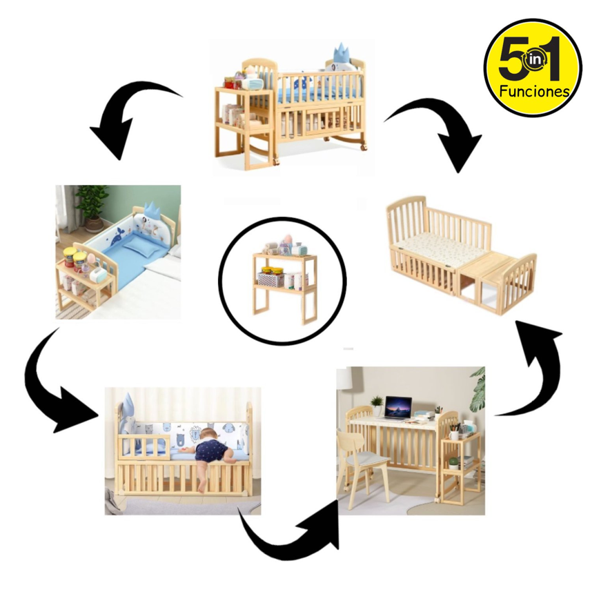 Cuna De Madera Evolutiva 5 En 1-1