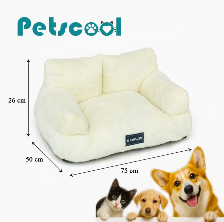 Cama Sofá Relajante Para Mascotas L Beige-Lavable y Ortopédica-4