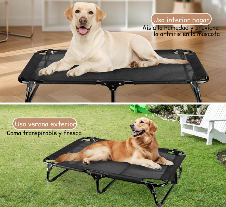 Cama Elevada Para Perro Talla M Plegable 30 Kg Negra-3
