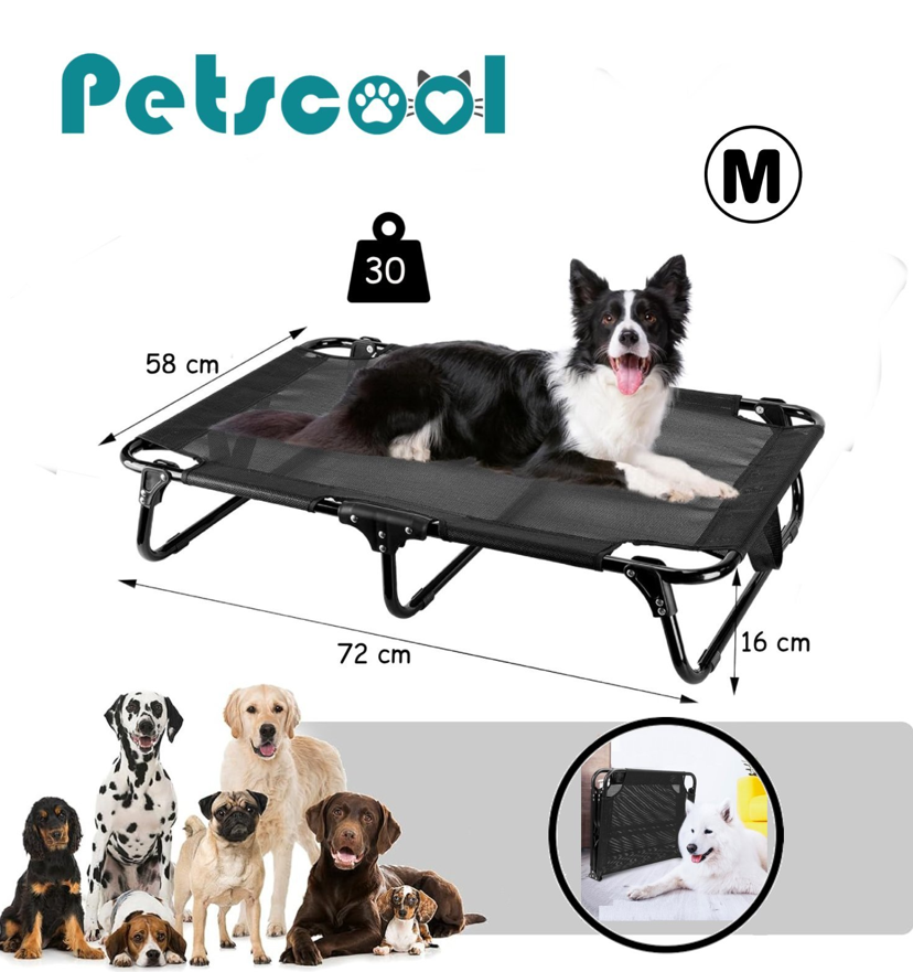 Cama Elevada Para Perro Talla M Plegable 30 Kg Negra-4